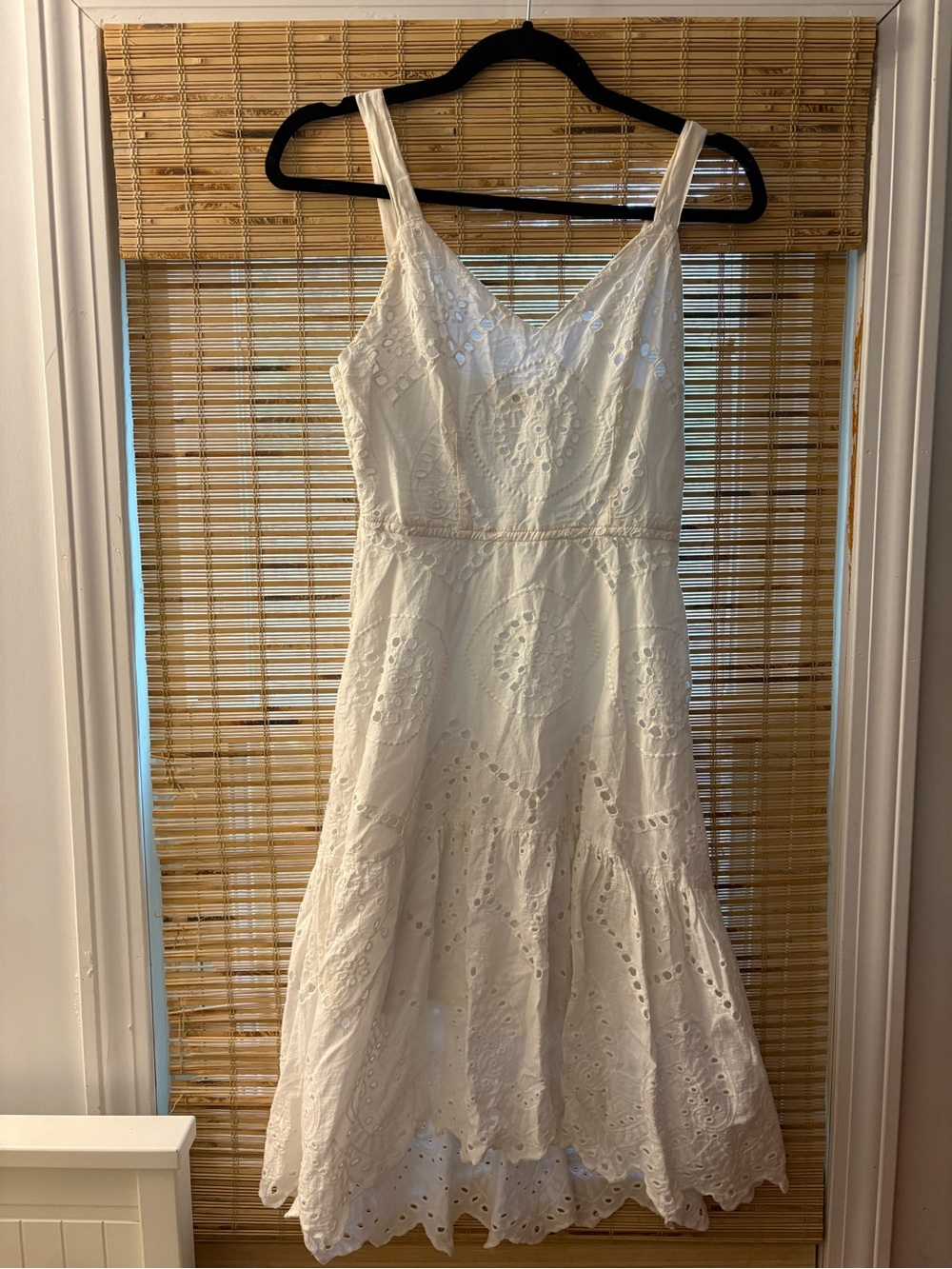 White Eyelet Sundress - Sleeveless V-Neck Dress-size small